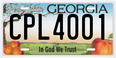 GA license plate CPL4001