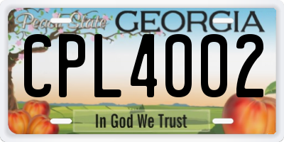 GA license plate CPL4002