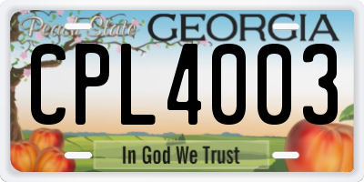 GA license plate CPL4003