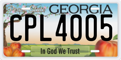 GA license plate CPL4005