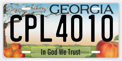 GA license plate CPL4010