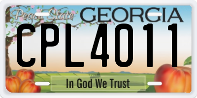 GA license plate CPL4011