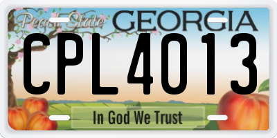 GA license plate CPL4013