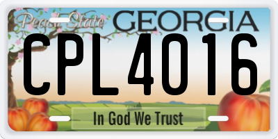 GA license plate CPL4016
