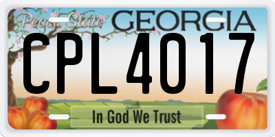 GA license plate CPL4017