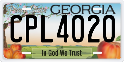 GA license plate CPL4020