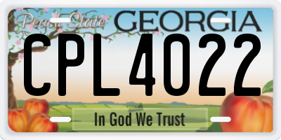 GA license plate CPL4022