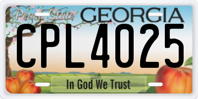 GA license plate CPL4025