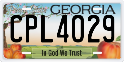 GA license plate CPL4029