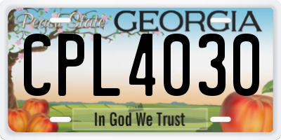 GA license plate CPL4030