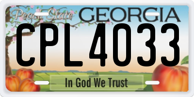 GA license plate CPL4033