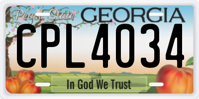 GA license plate CPL4034