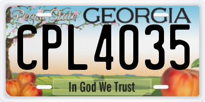 GA license plate CPL4035