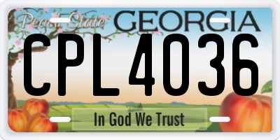 GA license plate CPL4036