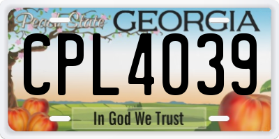 GA license plate CPL4039