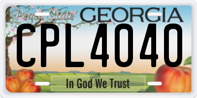 GA license plate CPL4040
