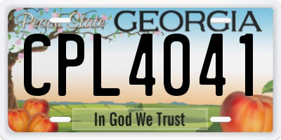 GA license plate CPL4041