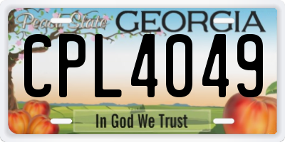 GA license plate CPL4049