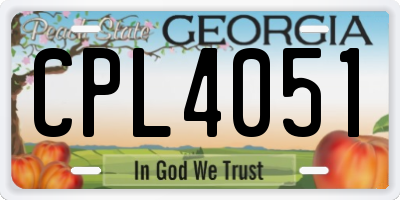 GA license plate CPL4051