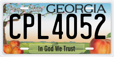 GA license plate CPL4052
