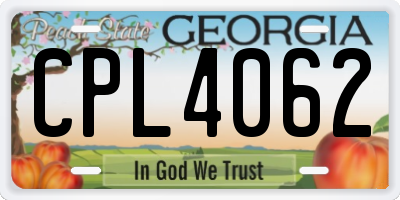 GA license plate CPL4062