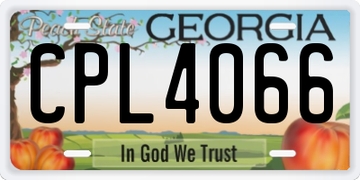 GA license plate CPL4066