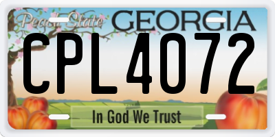 GA license plate CPL4072