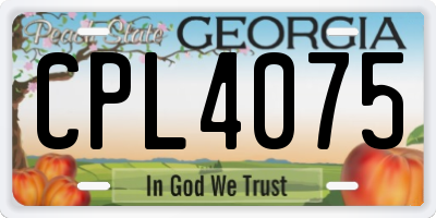 GA license plate CPL4075
