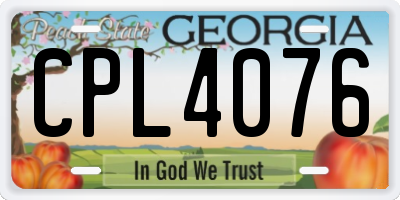 GA license plate CPL4076