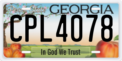 GA license plate CPL4078