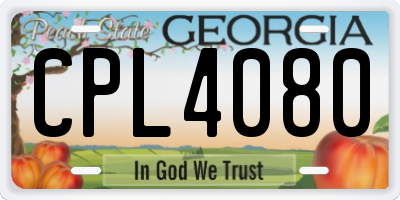 GA license plate CPL4080