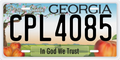 GA license plate CPL4085
