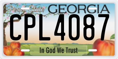 GA license plate CPL4087