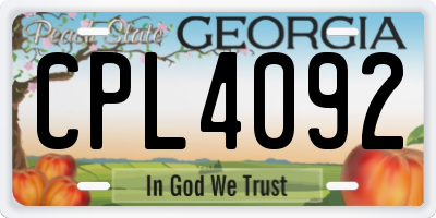 GA license plate CPL4092