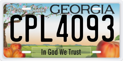 GA license plate CPL4093
