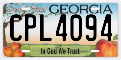 GA license plate CPL4094