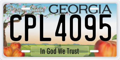 GA license plate CPL4095