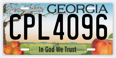GA license plate CPL4096