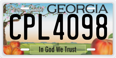 GA license plate CPL4098