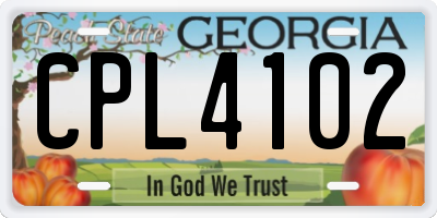GA license plate CPL4102