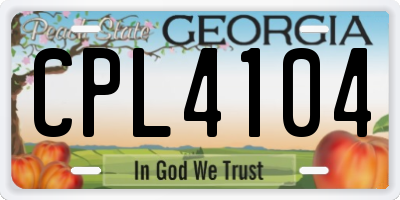 GA license plate CPL4104