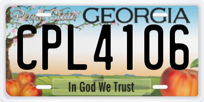 GA license plate CPL4106