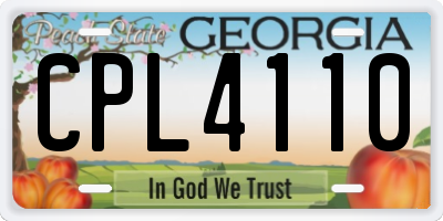 GA license plate CPL4110