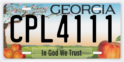 GA license plate CPL4111