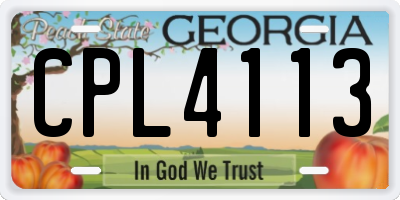 GA license plate CPL4113
