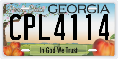 GA license plate CPL4114