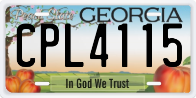 GA license plate CPL4115