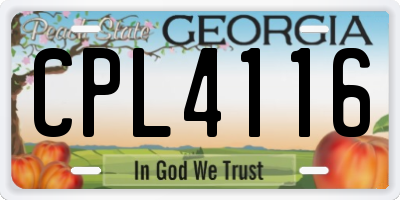 GA license plate CPL4116