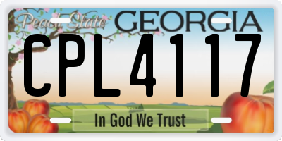 GA license plate CPL4117