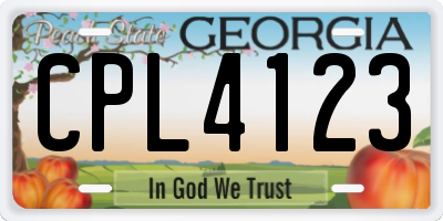 GA license plate CPL4123